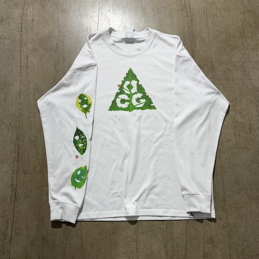 ACG Shirt Mens Large White Long Sleeve All Conditions Gear Dri-Fit Graphic Tee